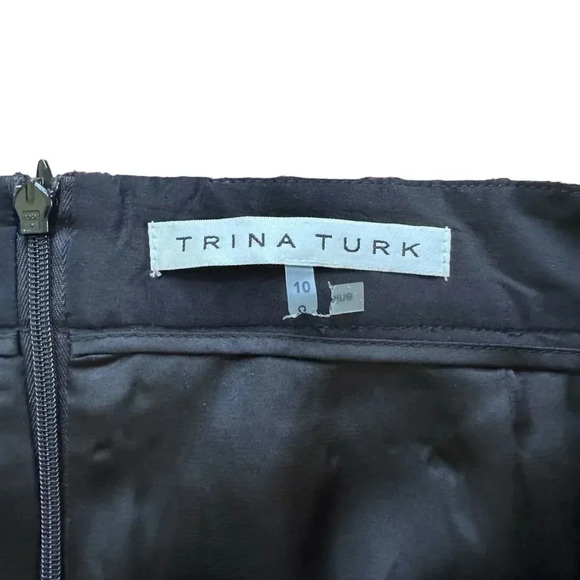 Trina Turk Lace Pencil Skirt Black Red Straight Floral Silk Blend Sz 10 - Picture 5 of 9